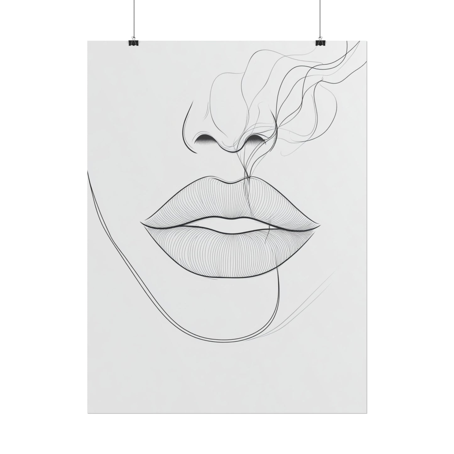 Whispers of Elegance - Abstract Line Art of Lips