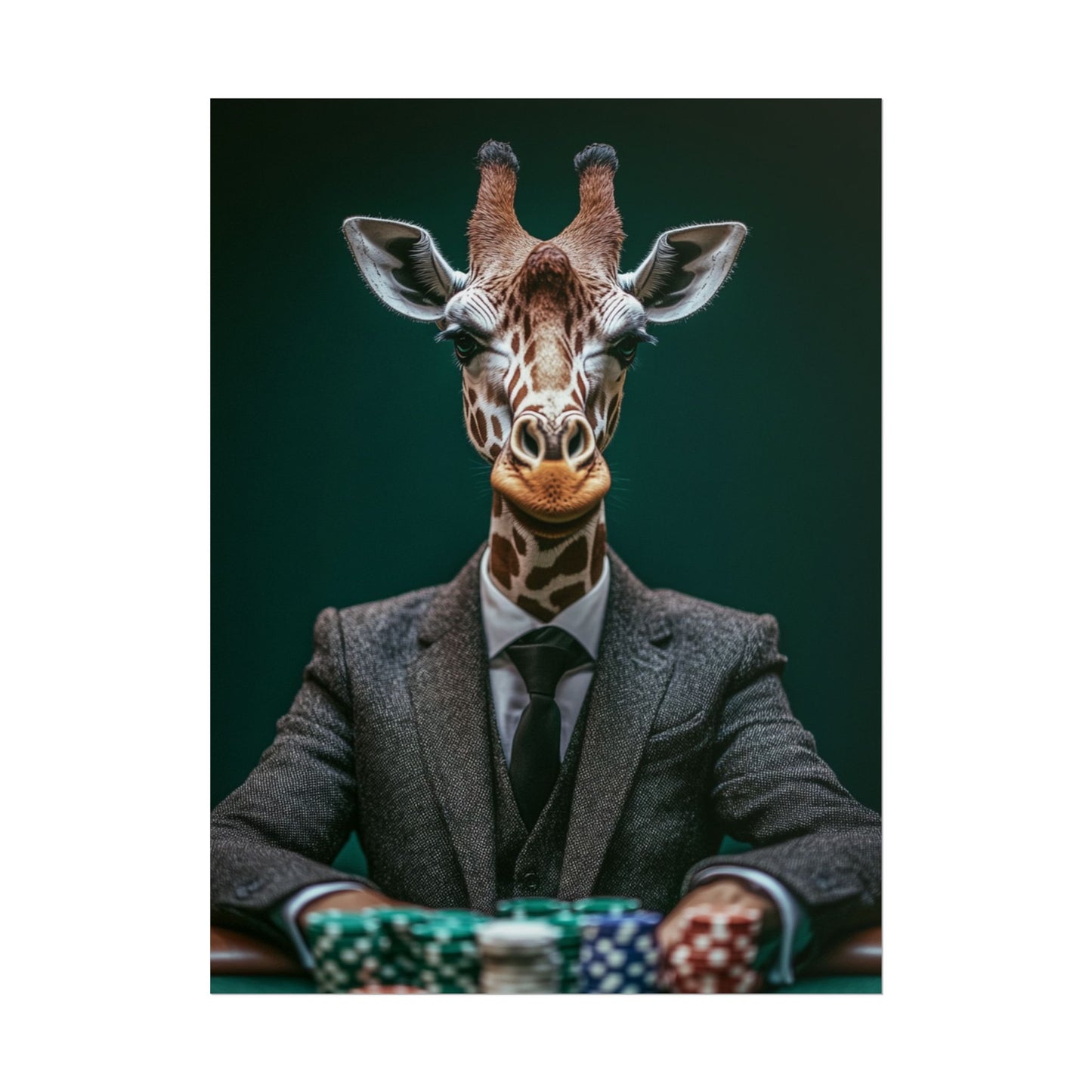 Poker Face Giraffe - Abstract Art with a Playful Twist