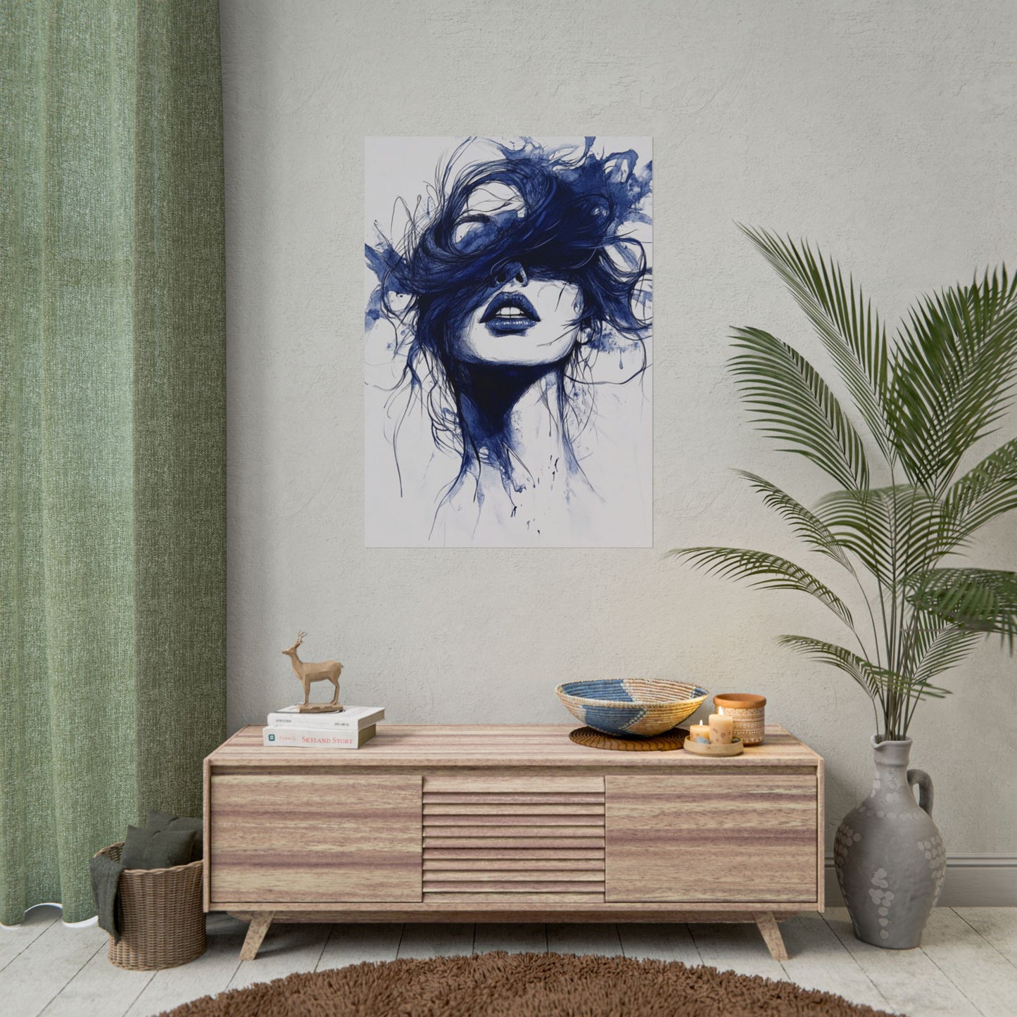 Veil of Blue - Abstract Portrait Print