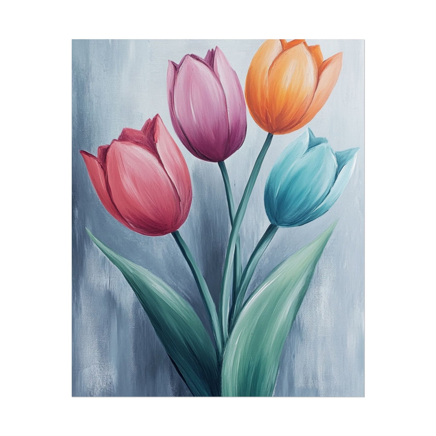 Colourful Tulip Quartet - Abstract Floral Art Print