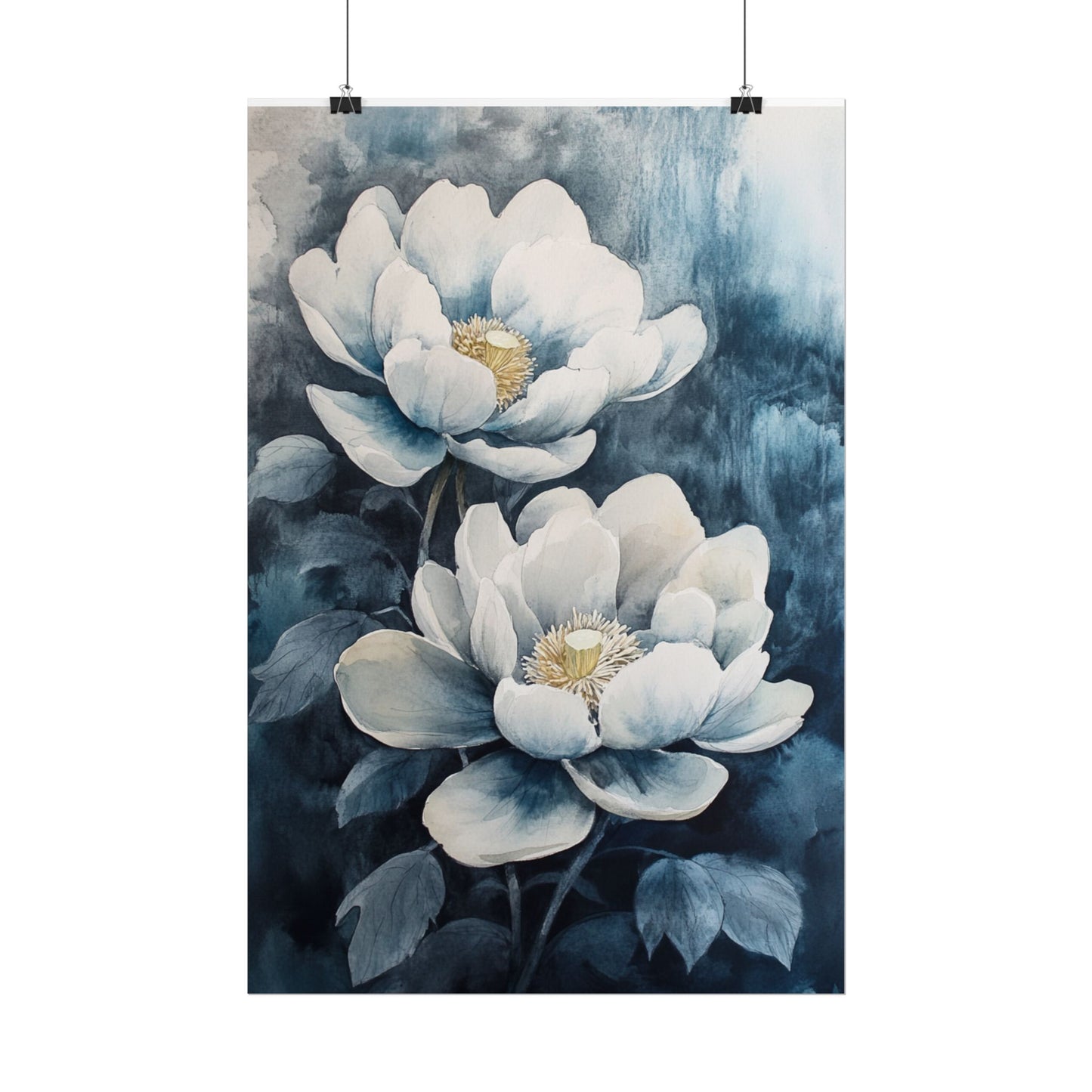 Elegant White Blooms - Abstract Floral Watercolour Print