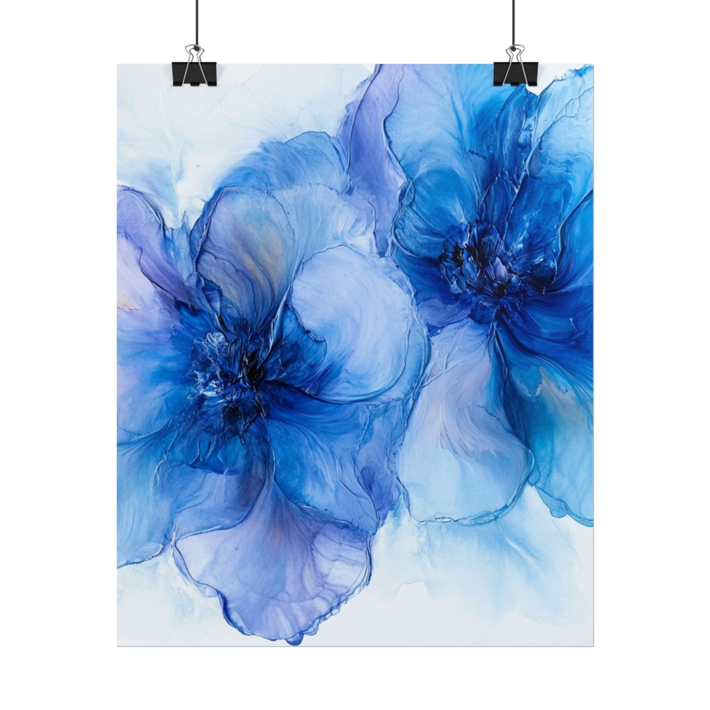 Ethereal Duo - Abstract Floral Art in Shades of Blue