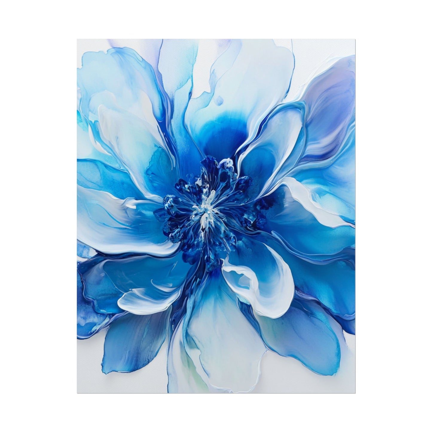 Ethereal Bloom - Abstract Blue Floral Art Print