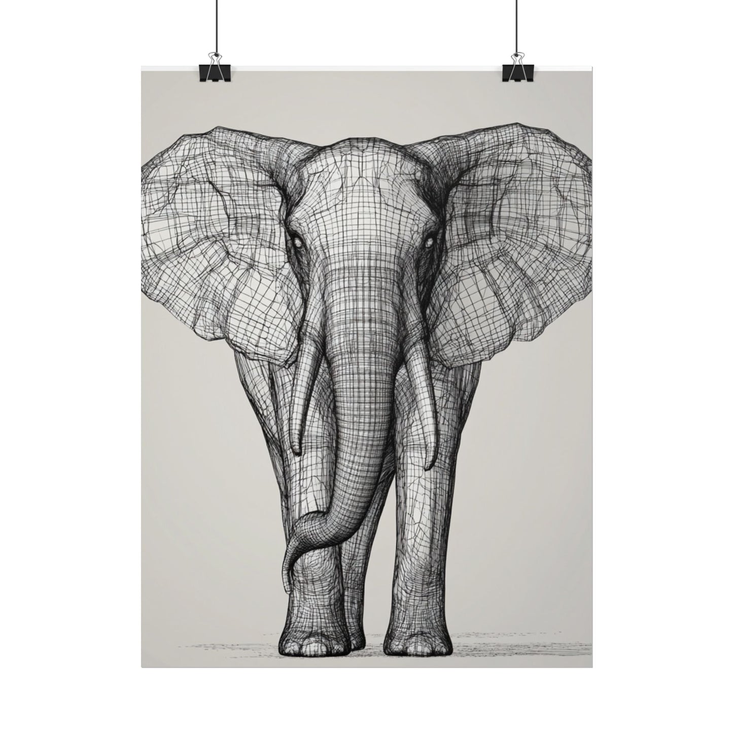 Majestic Lines - Abstract Elephant Wireframe Art