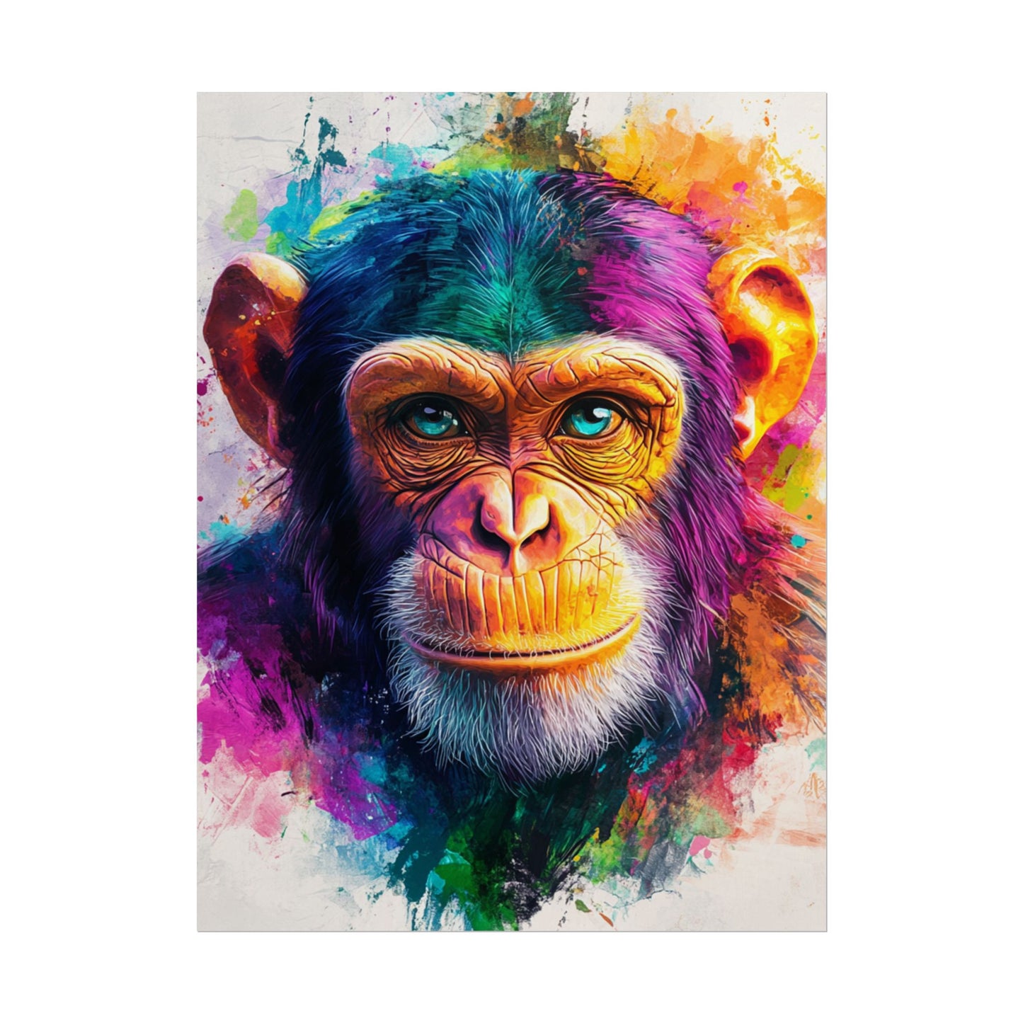 Vibrant Primate - Abstract Portrait of a Chimpanzee