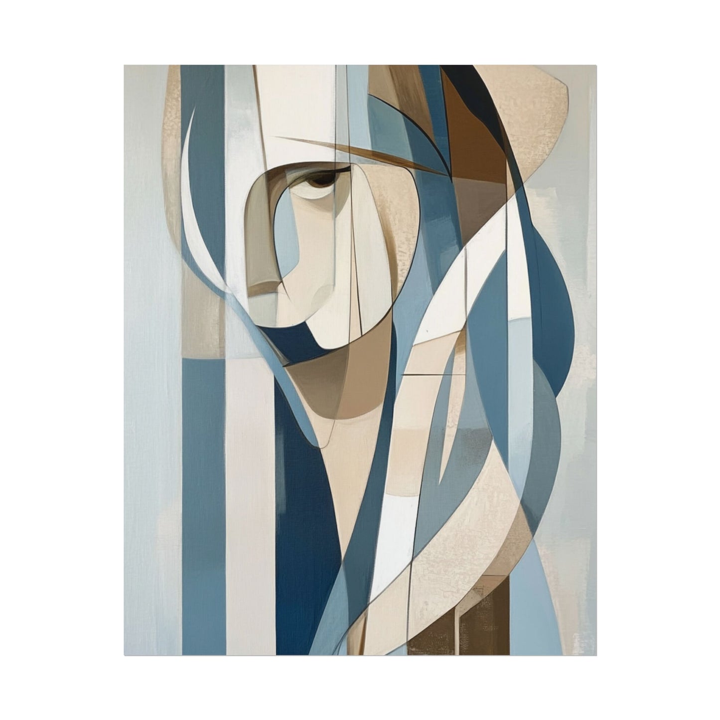 Contemplation in Blue - Modern Abstract Portrait