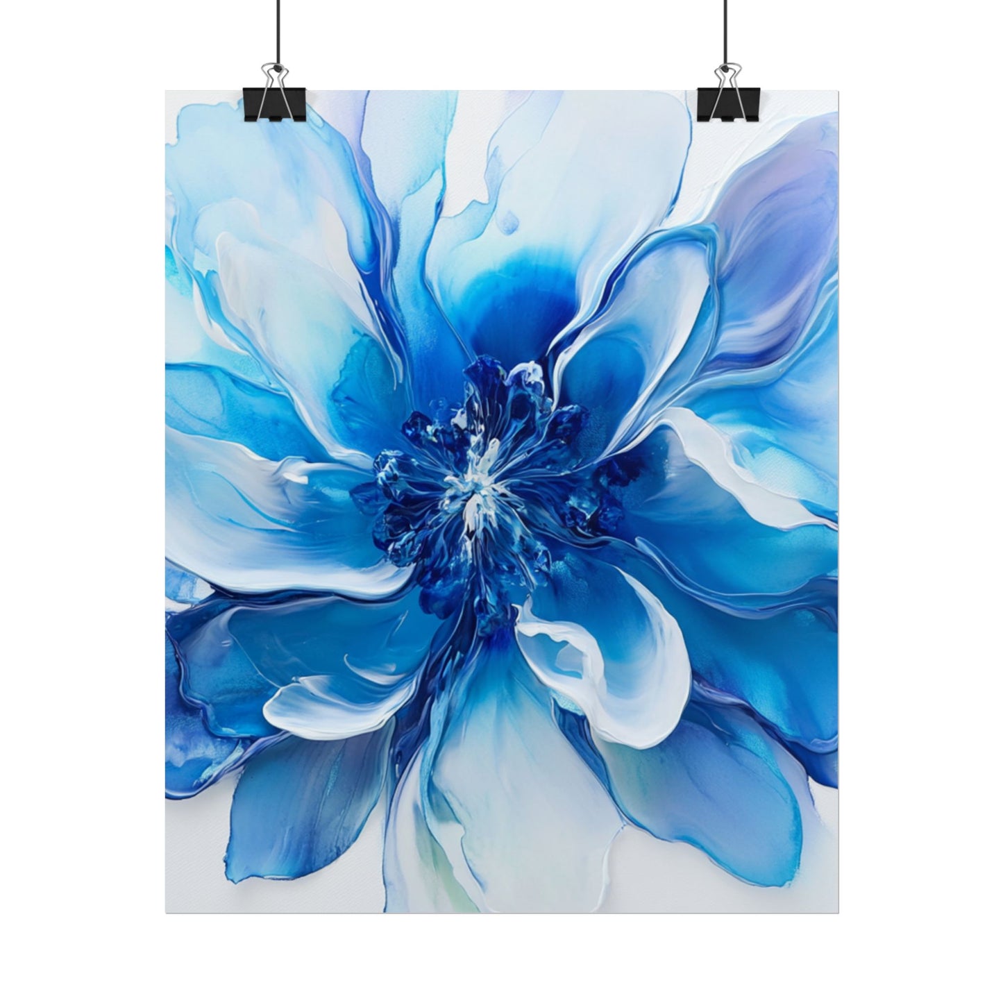 Ethereal Bloom - Abstract Blue Floral Art Print