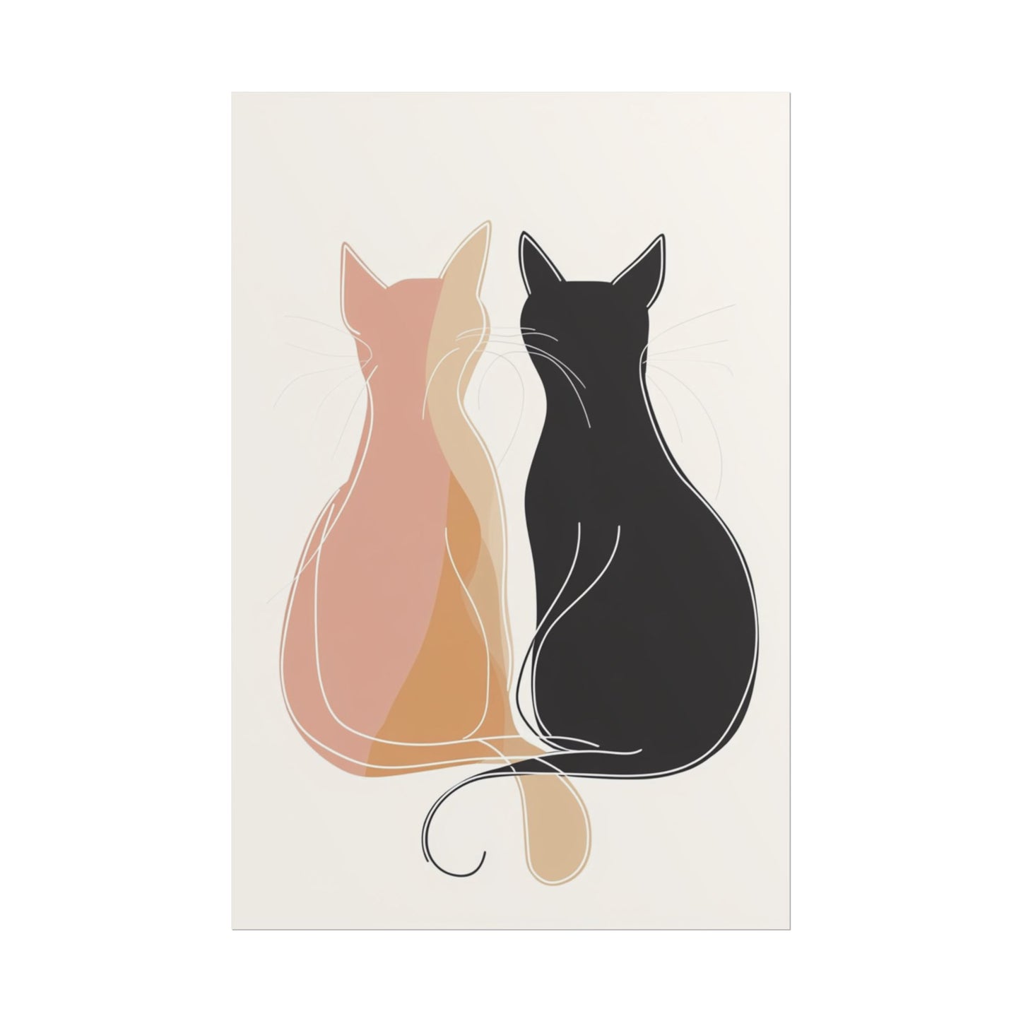 Companions in Silence - Minimalist Abstract Cat Duo