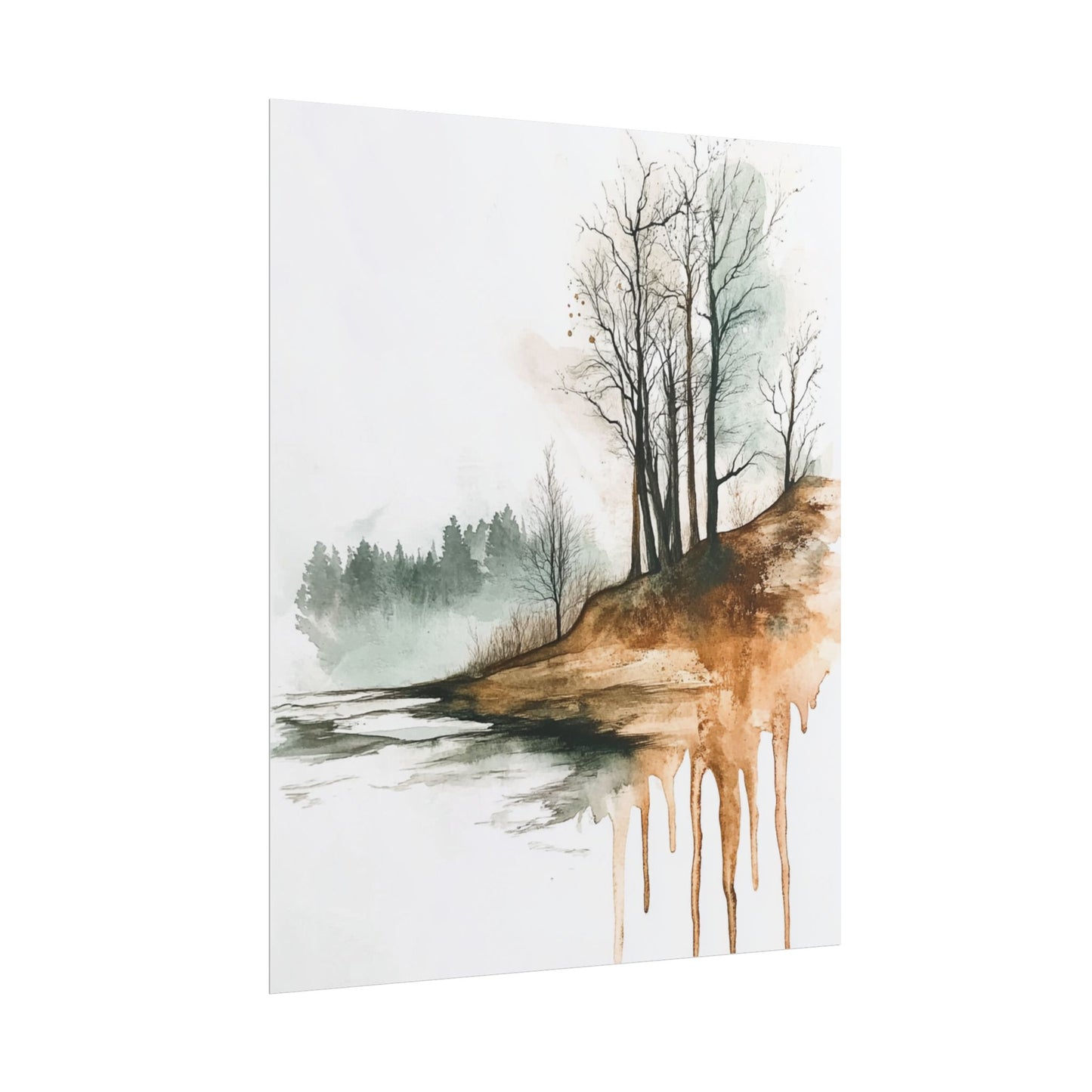 Autumn Reflections - Abstract Watercolour Landscape