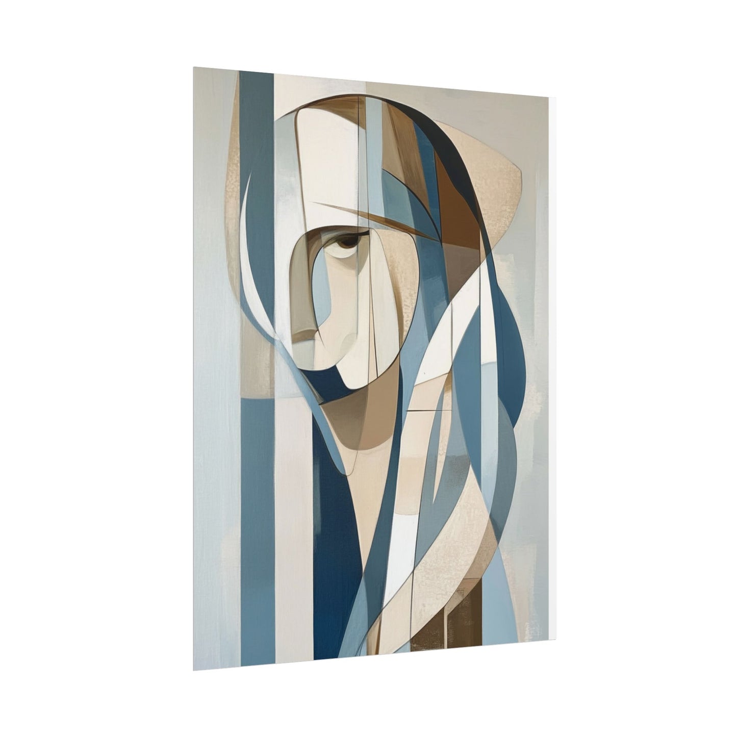 Contemplation in Blue - Modern Abstract Portrait