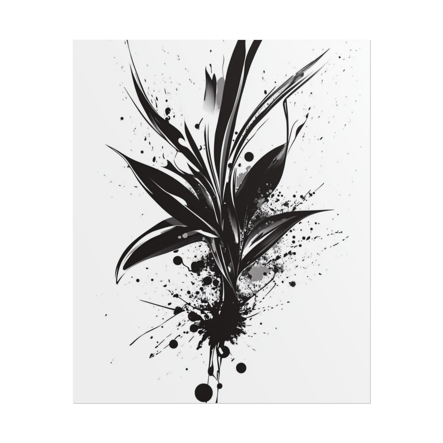 Ink Bloom - Monochrome Abstract Botanical Art Print