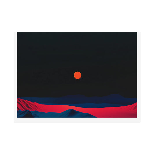 Blood Moon Over Fiery Mountains - Abstract Art Print