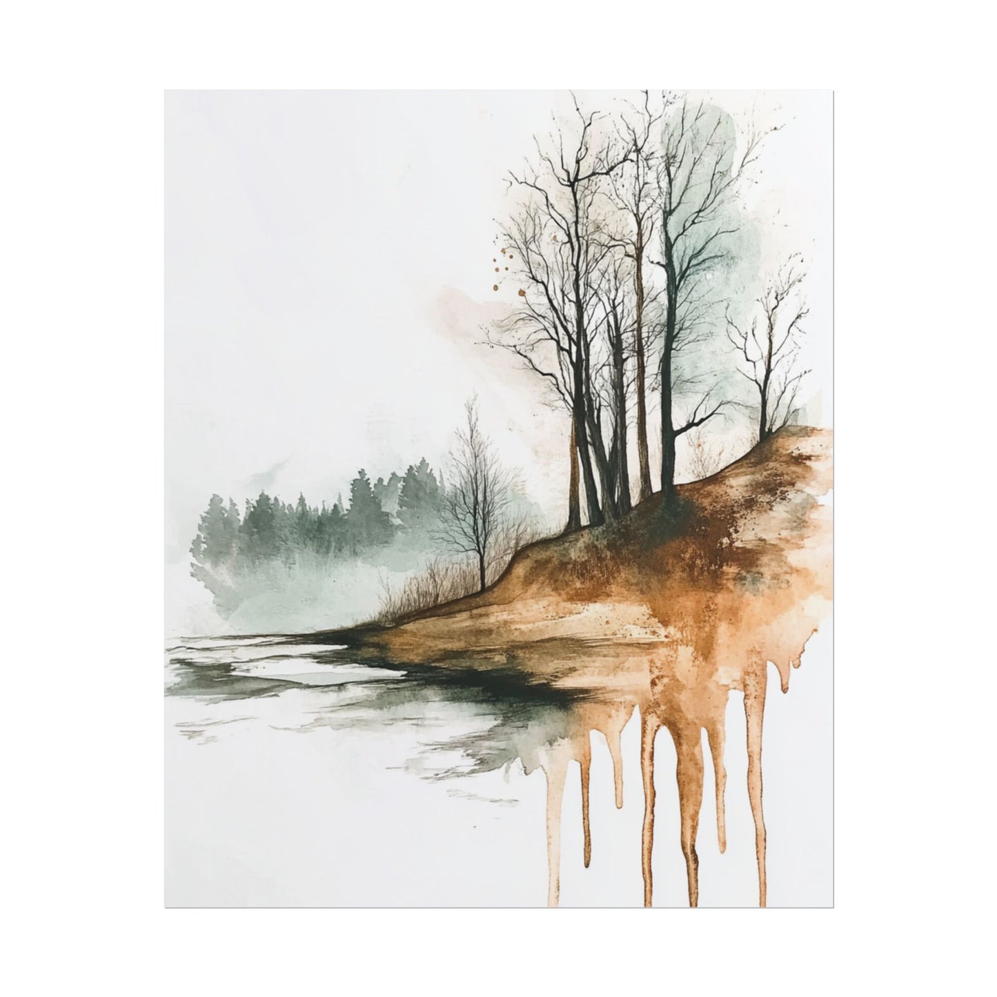 Autumn Reflections - Abstract Watercolour Landscape