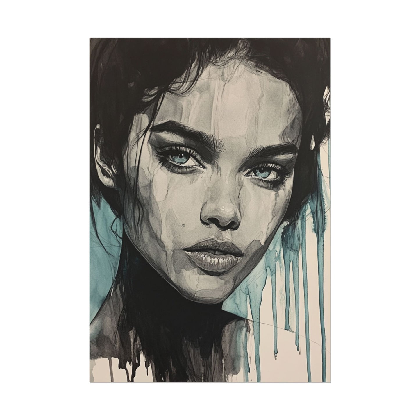 Stormy Gaze - Abstract Portrait Print