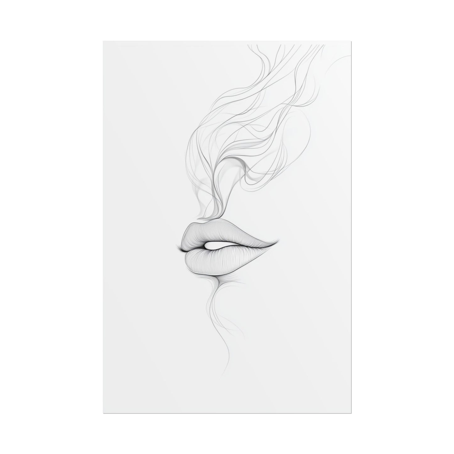 Whispers of Elegance - Delicate Abstract Line Art of Lips