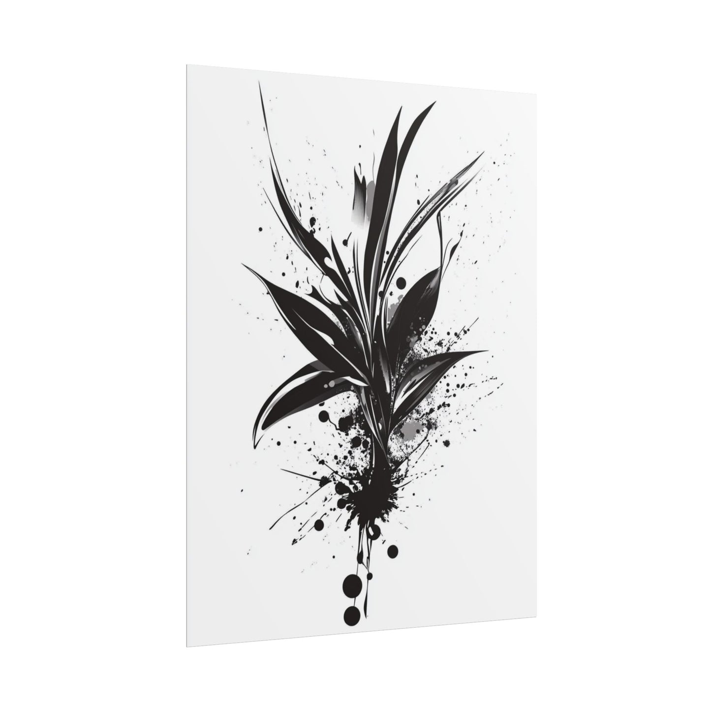 Ink Bloom - Monochrome Abstract Botanical Art Print