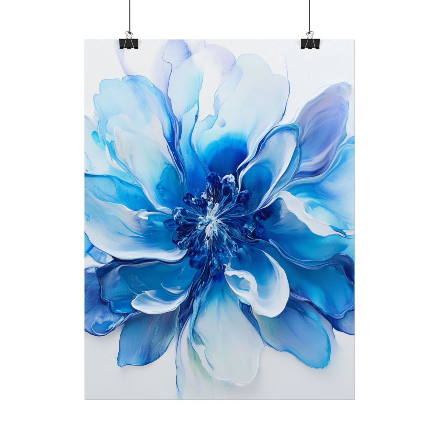 Ethereal Bloom - Abstract Blue Floral Art Print