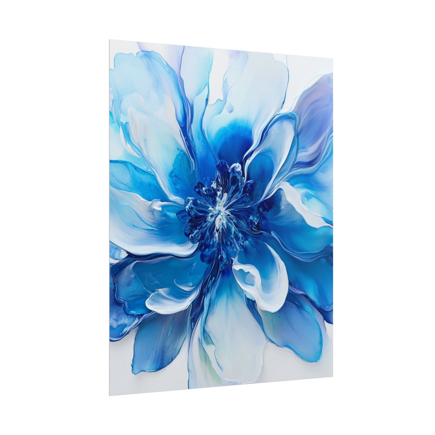 Ethereal Bloom - Abstract Blue Floral Art Print