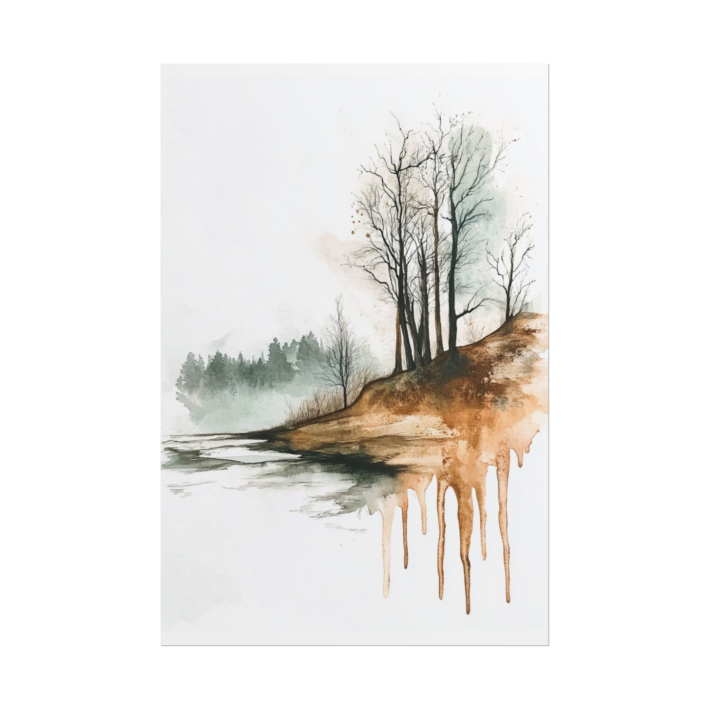 Autumn Reflections - Abstract Watercolour Landscape