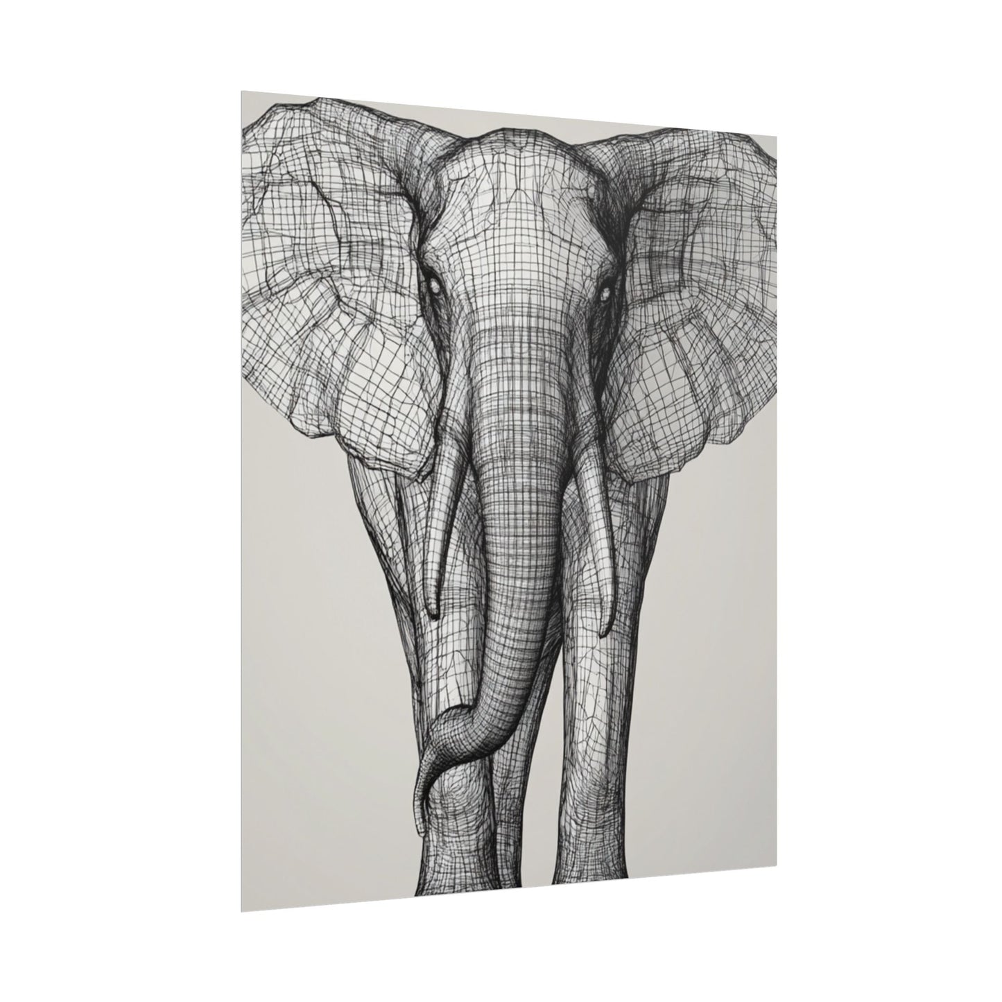 Majestic Lines - Abstract Elephant Wireframe Art