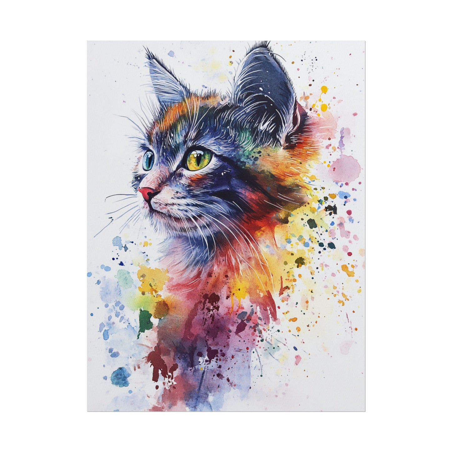 Vibrant Feline - Abstract Watercolour Cat Art Print