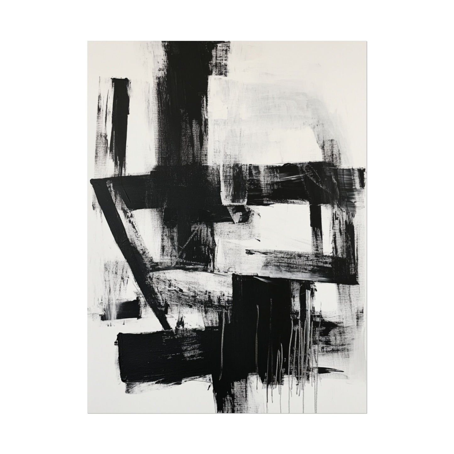 Monochrome Symphony - Abstract Black and White Art Print