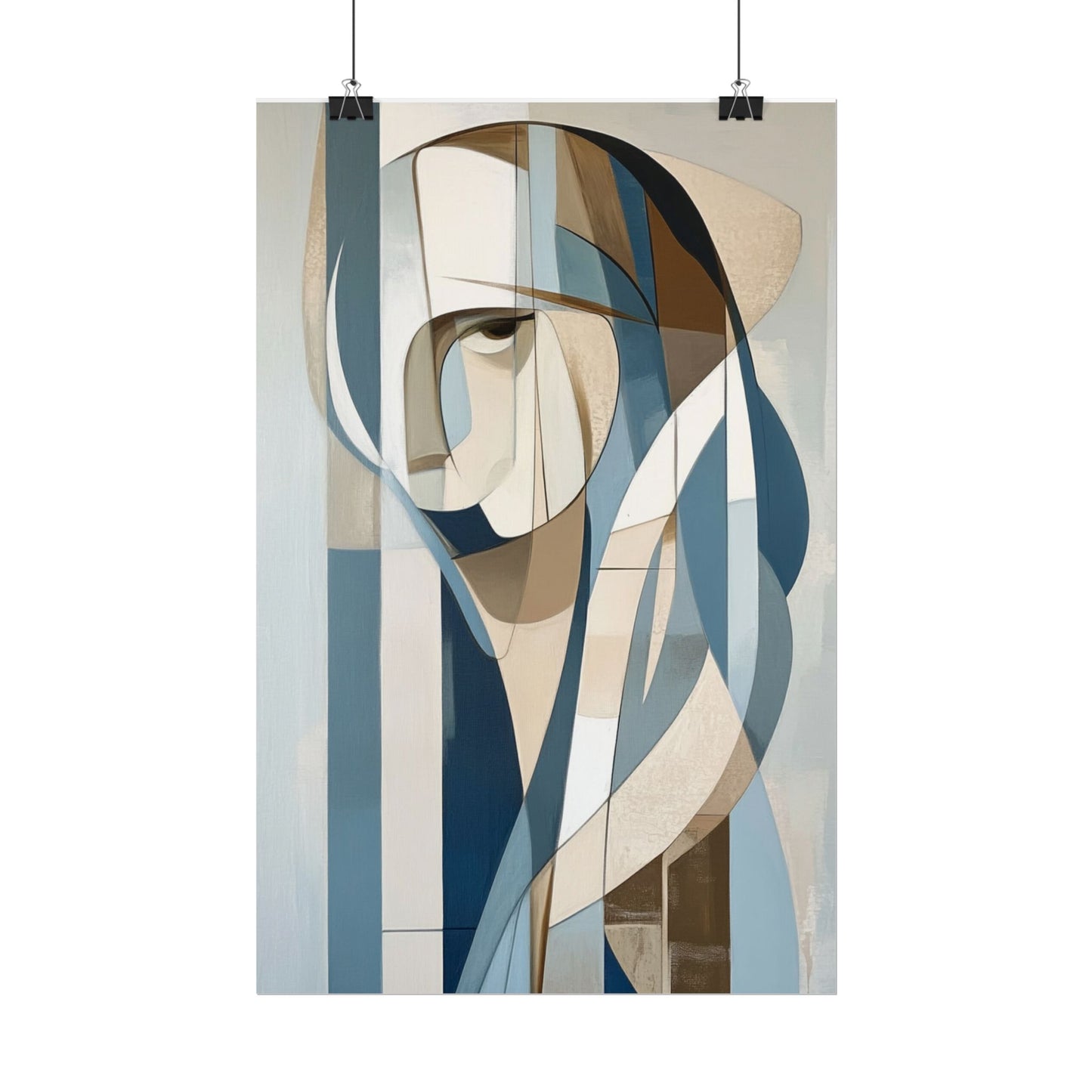 Contemplation in Blue - Modern Abstract Portrait