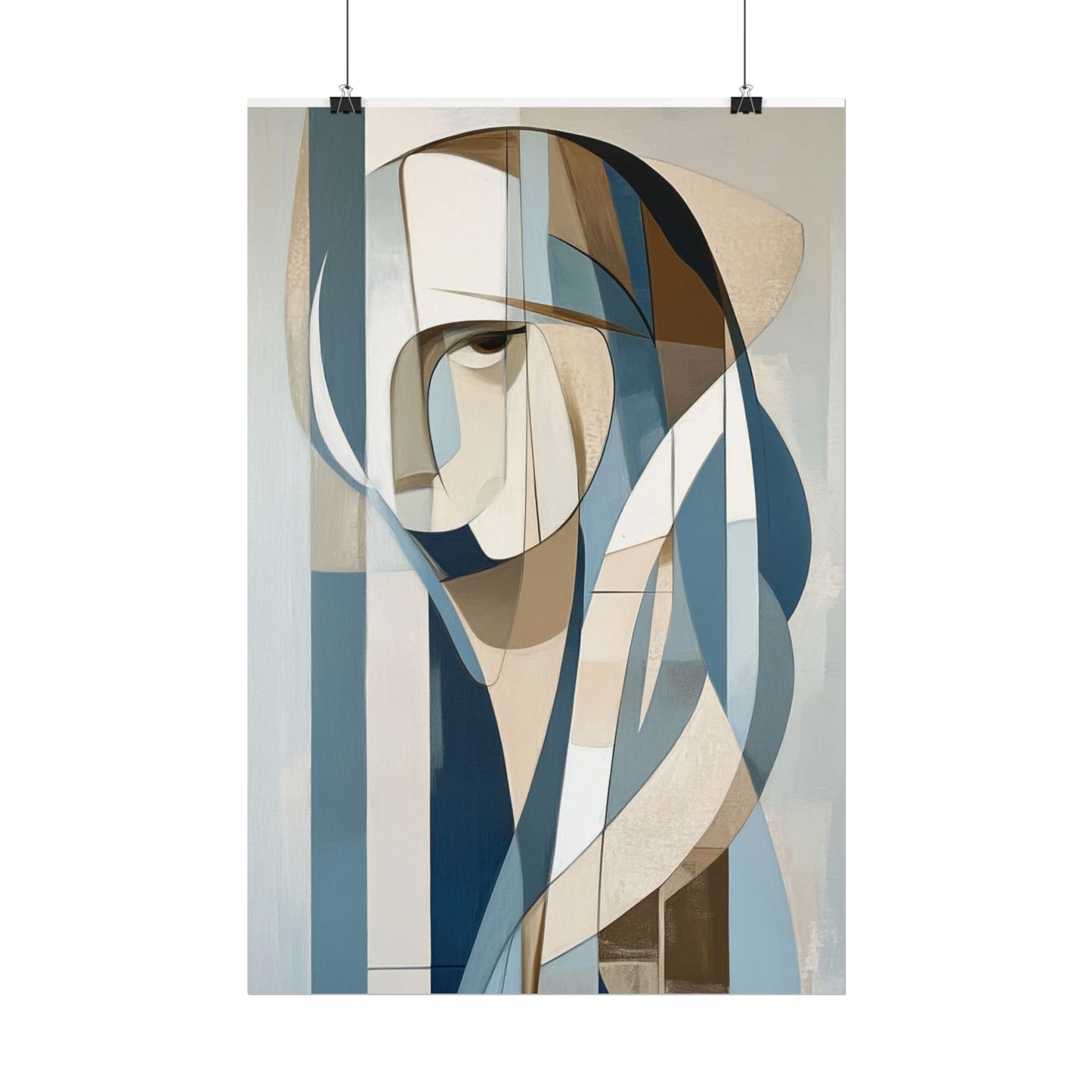 Contemplation in Blue - Modern Abstract Portrait