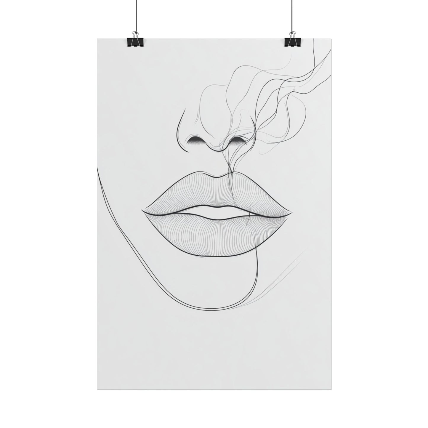 Whispers of Elegance - Abstract Line Art of Lips