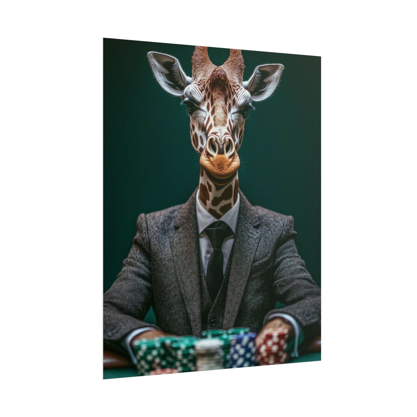 Poker Face Giraffe - Abstract Art with a Playful Twist