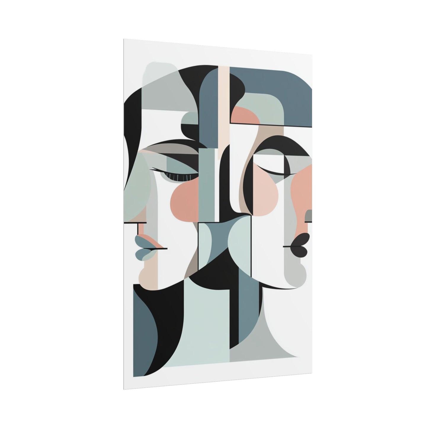 Duality in Form - Abstract Faces Art Print