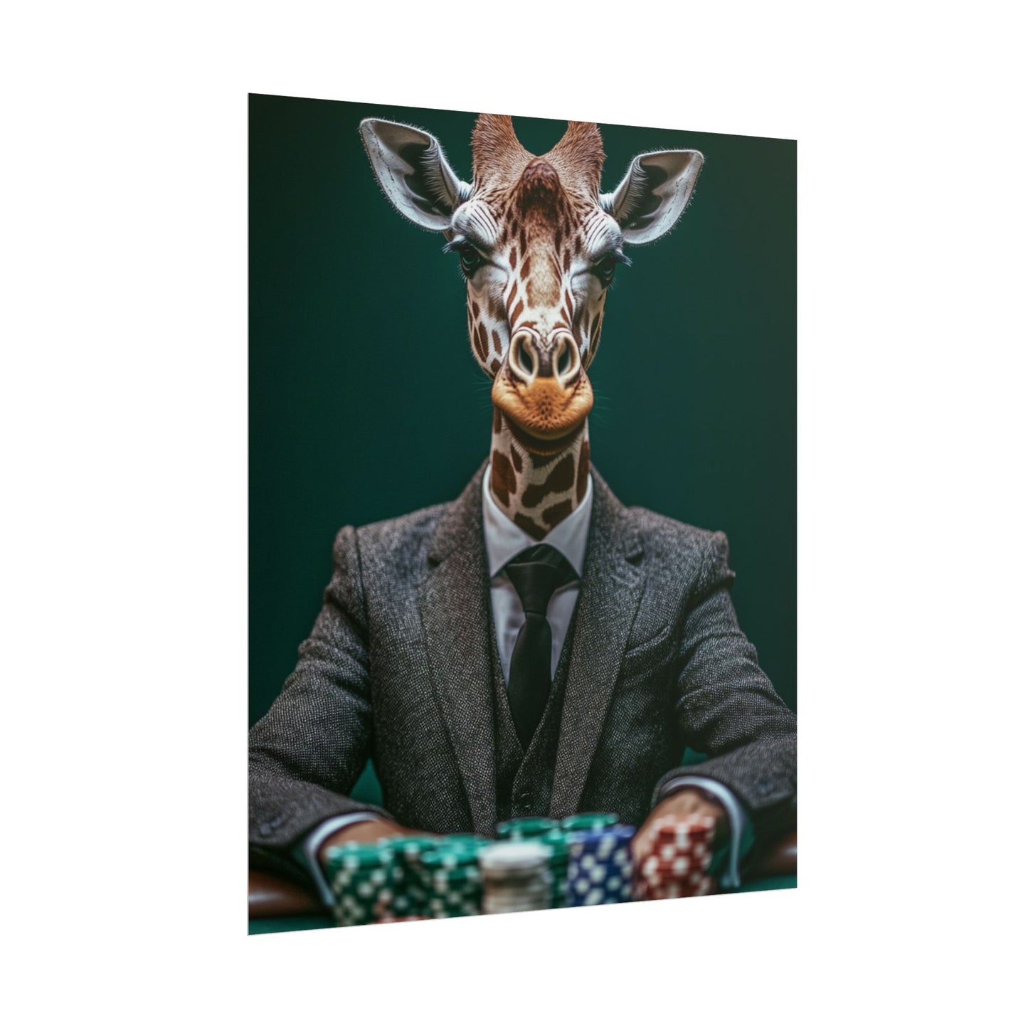 Poker Face Giraffe - Abstract Art with a Playful Twist