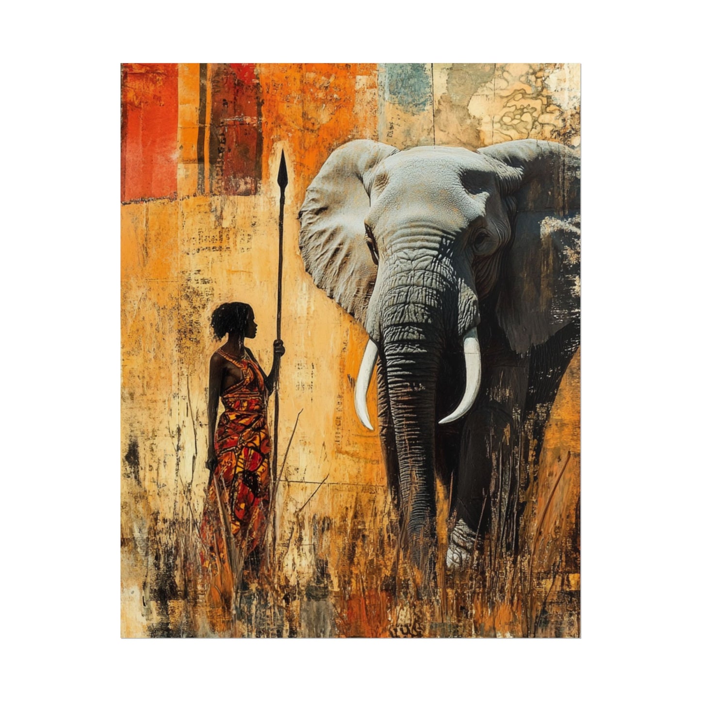 Majestic Encounter - Abstract African Art Print