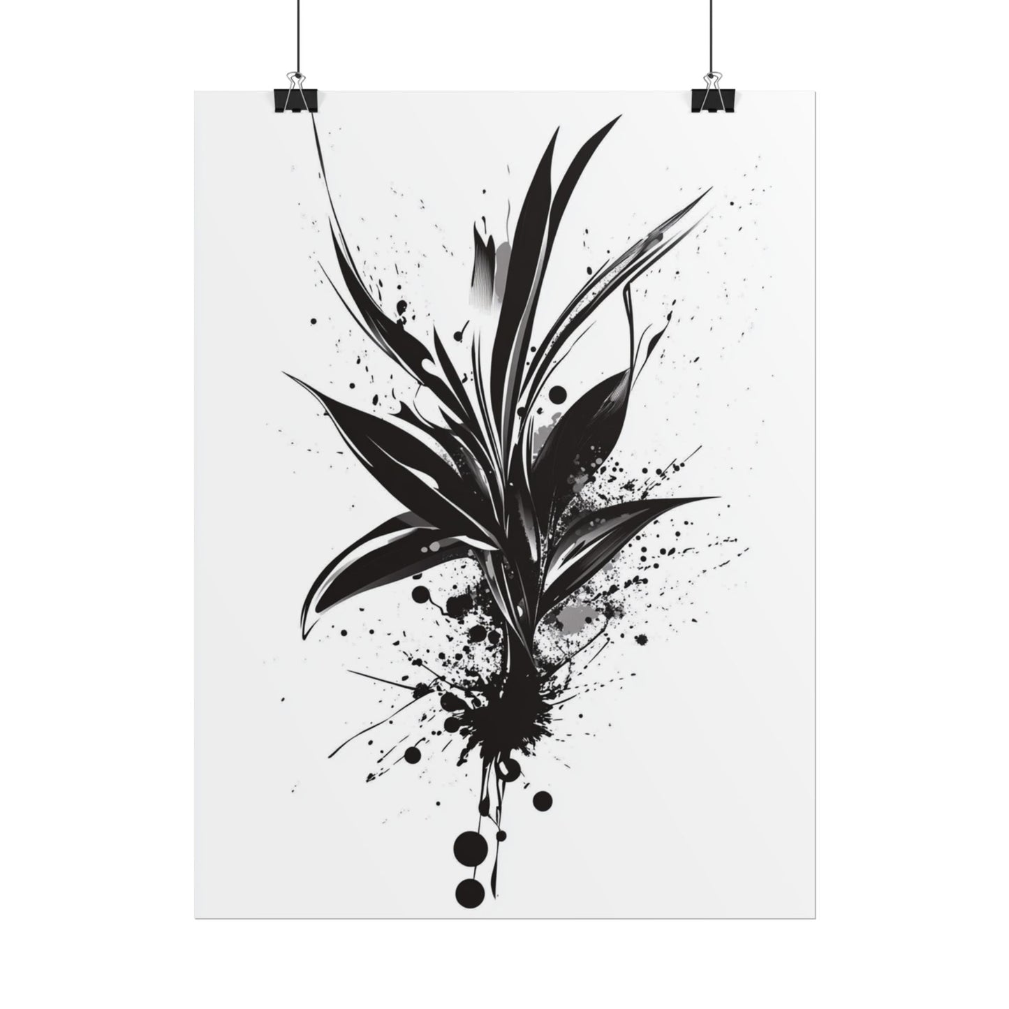 Ink Bloom - Monochrome Abstract Botanical Art Print