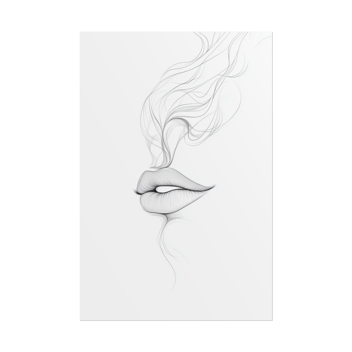 Whispers of Elegance - Delicate Abstract Line Art of Lips