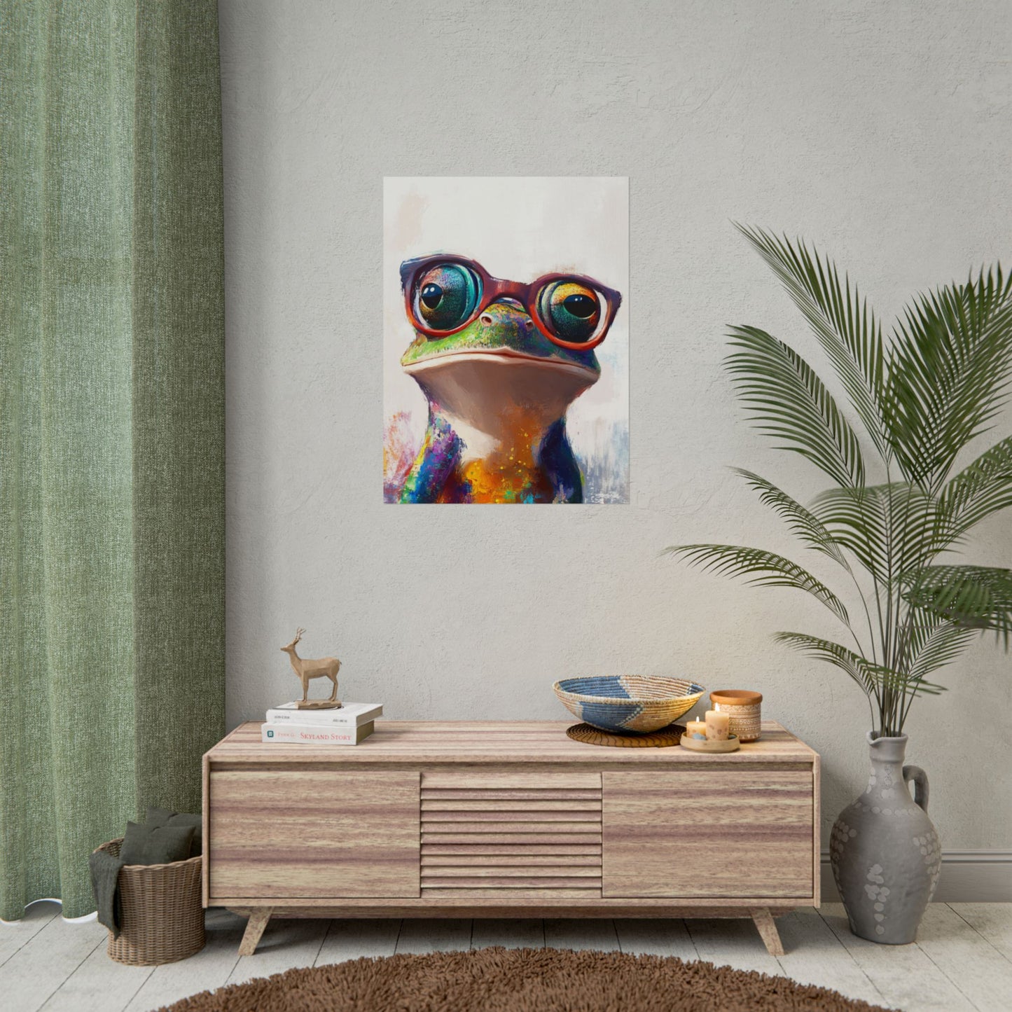 Quirky Frog with Glasses - Vibrant Abstract Animal Art Print