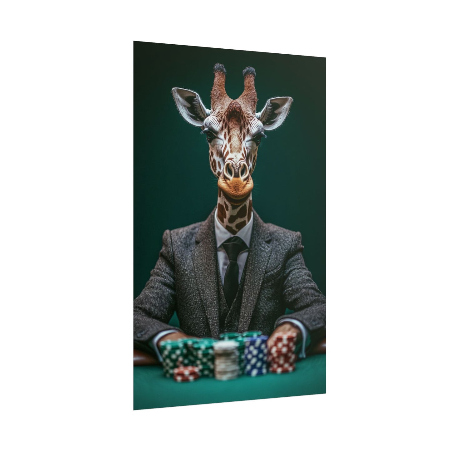 Poker Face Giraffe - Abstract Art with a Playful Twist