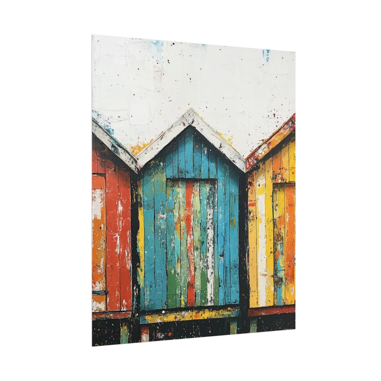 Vibrant Beach Huts - Coastal Abstract Art Print