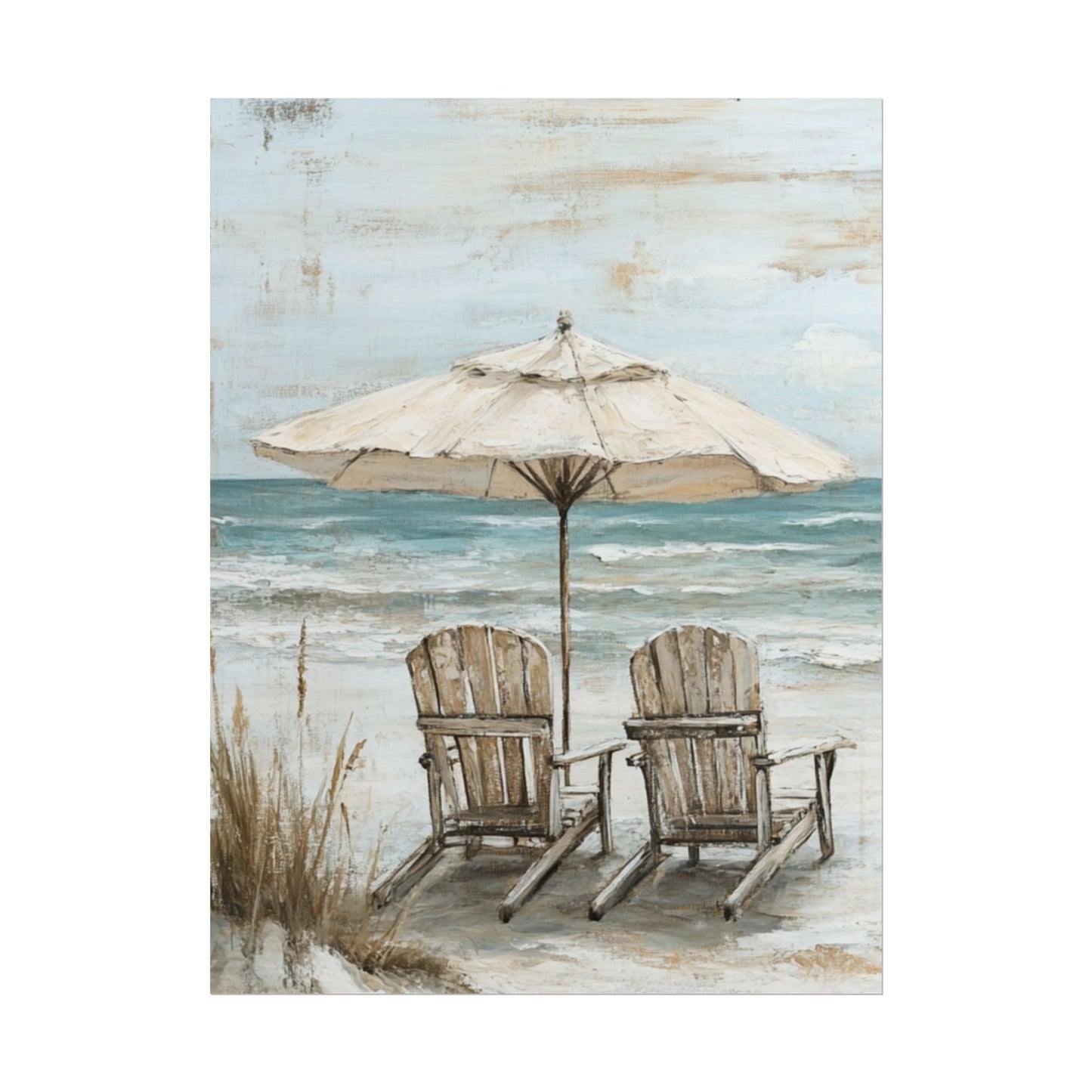 Serene Beach Retreat - Abstract Coastal Art Print