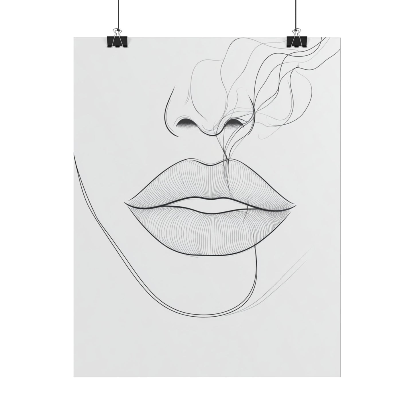 Whispers of Elegance - Abstract Line Art of Lips