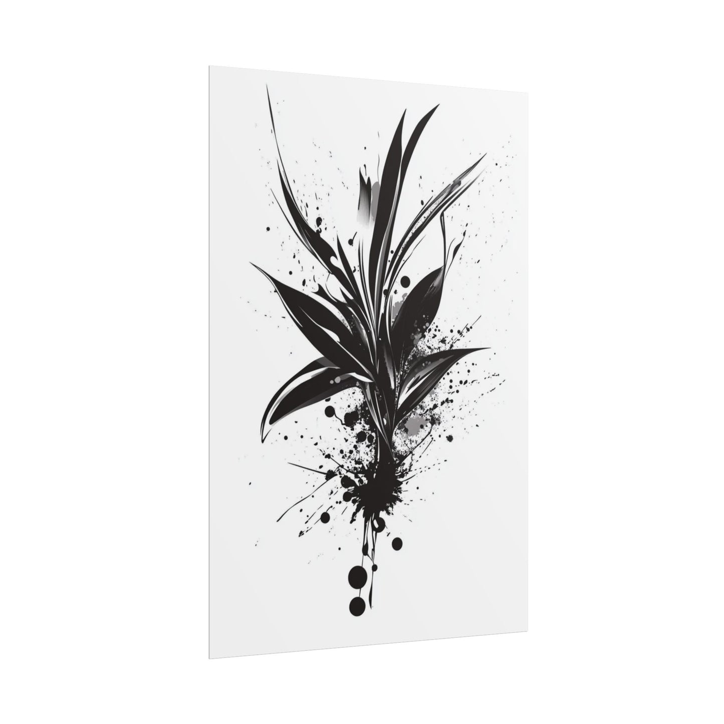 Ink Bloom - Monochrome Abstract Botanical Art Print