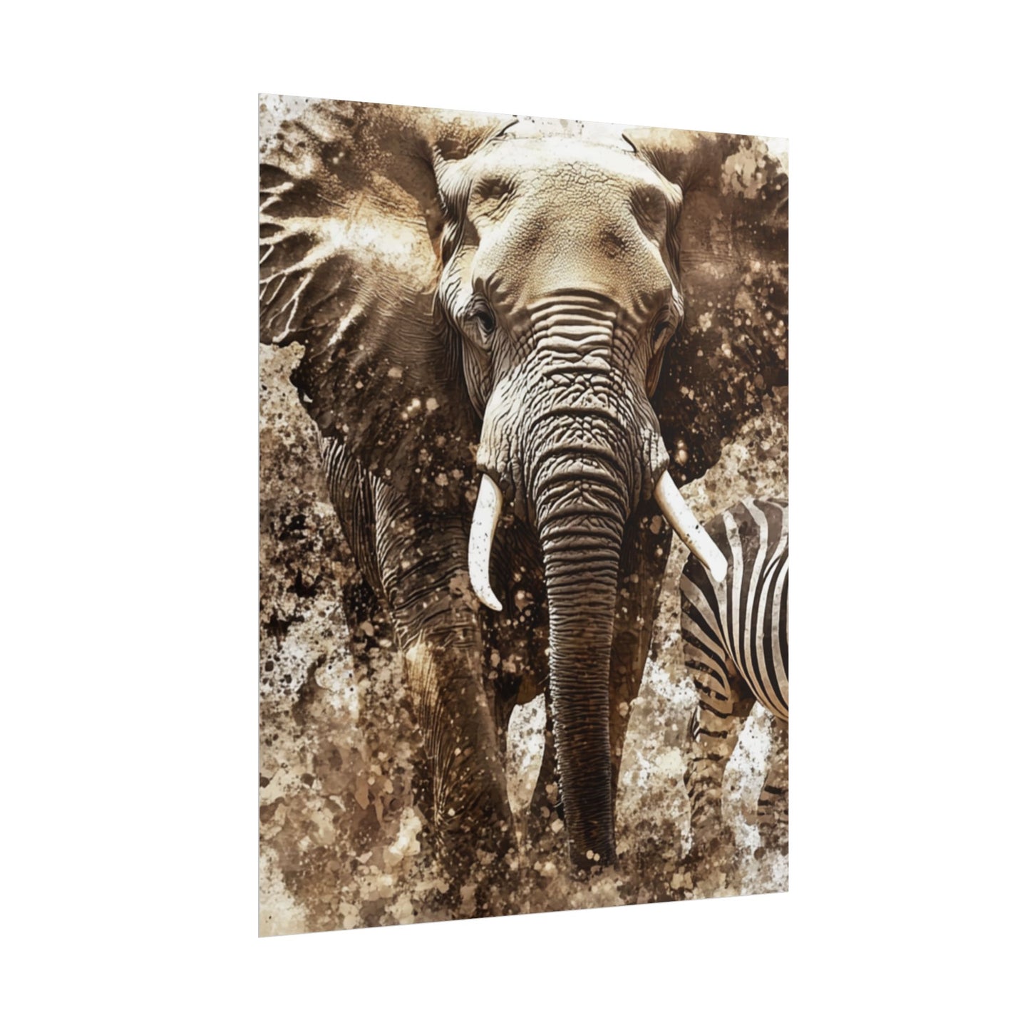 Safari Majesty - Abstract Elephant and Zebra Art Print