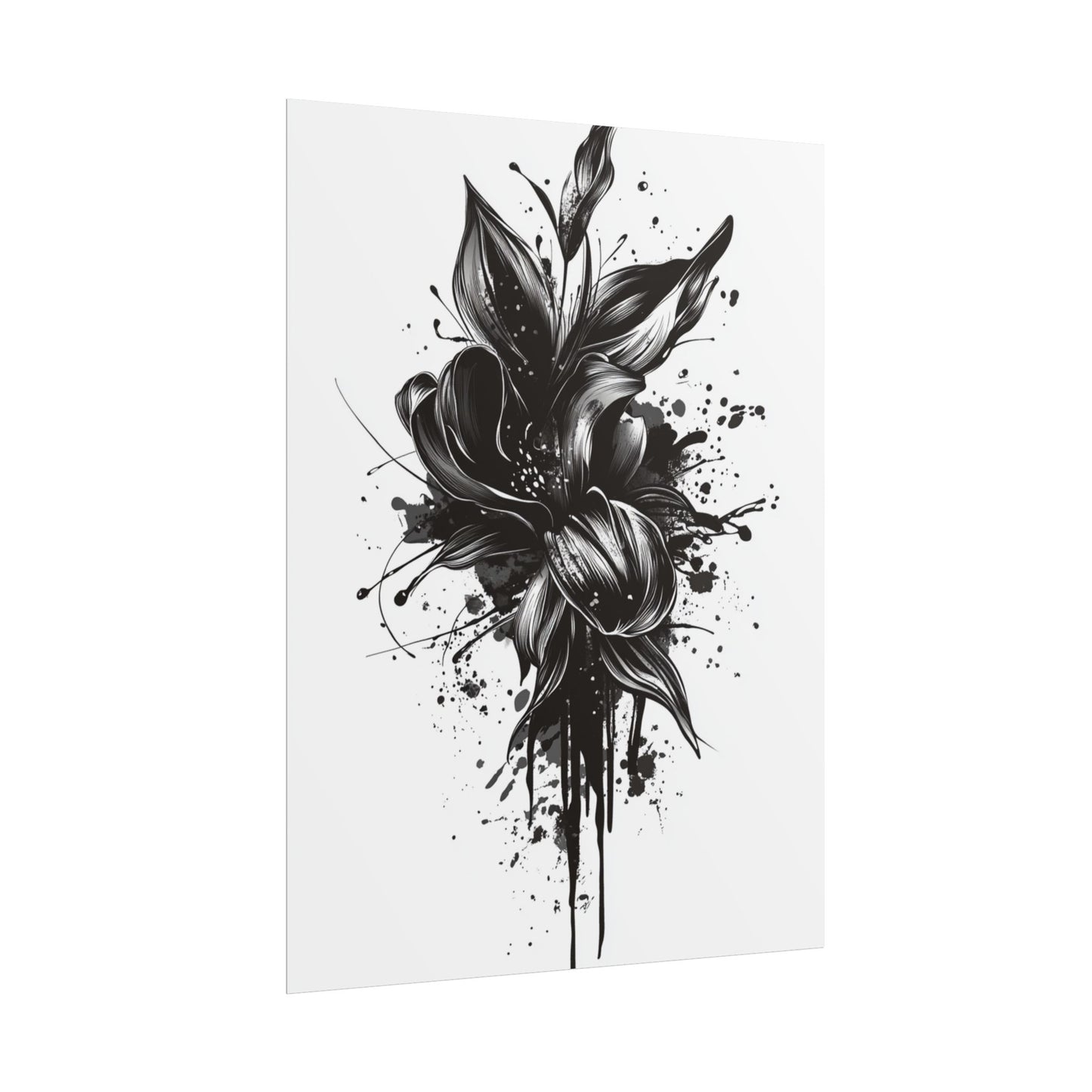 Monochrome Blossom - Abstract Floral Art Print