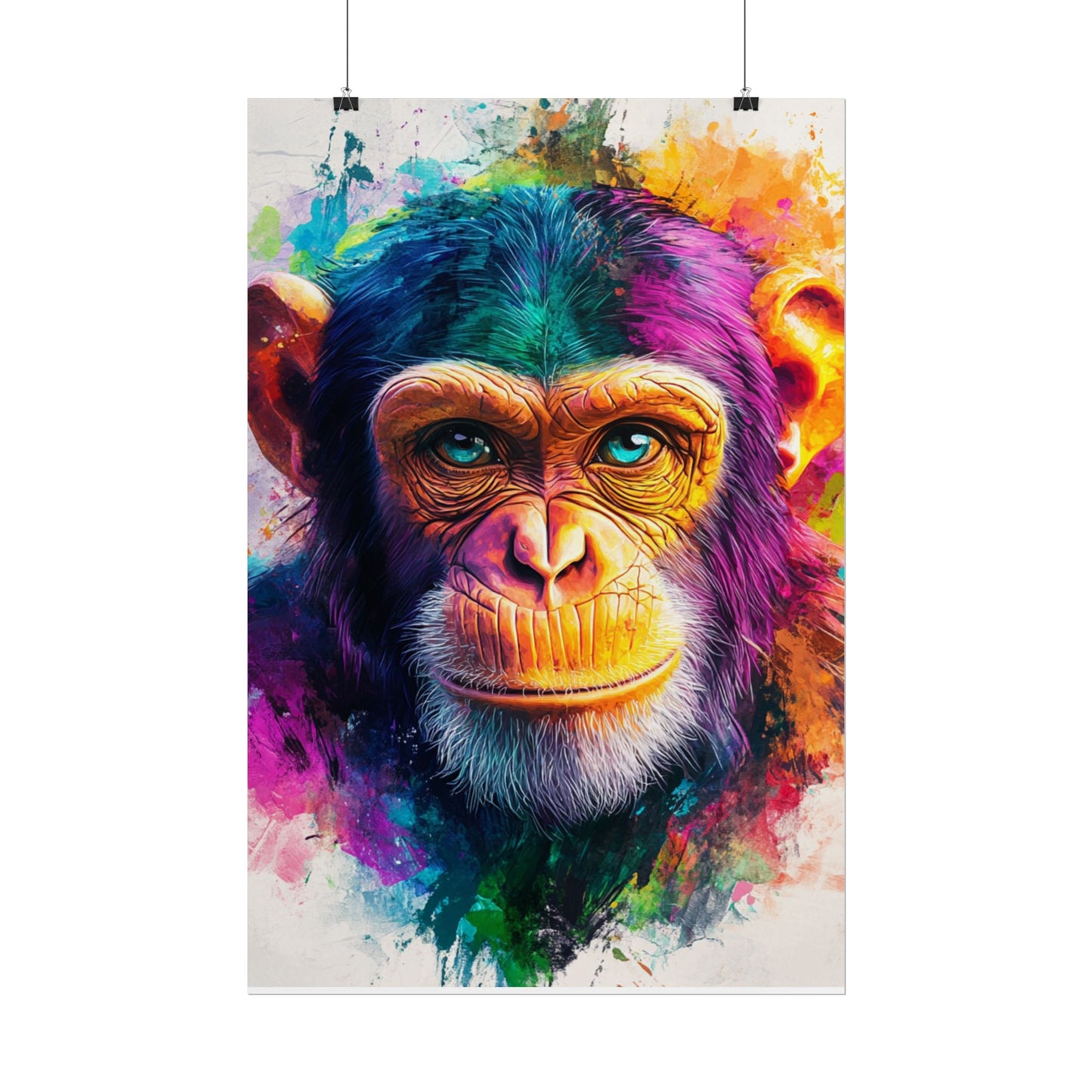 Vibrant Primate - Abstract Portrait of a Chimpanzee