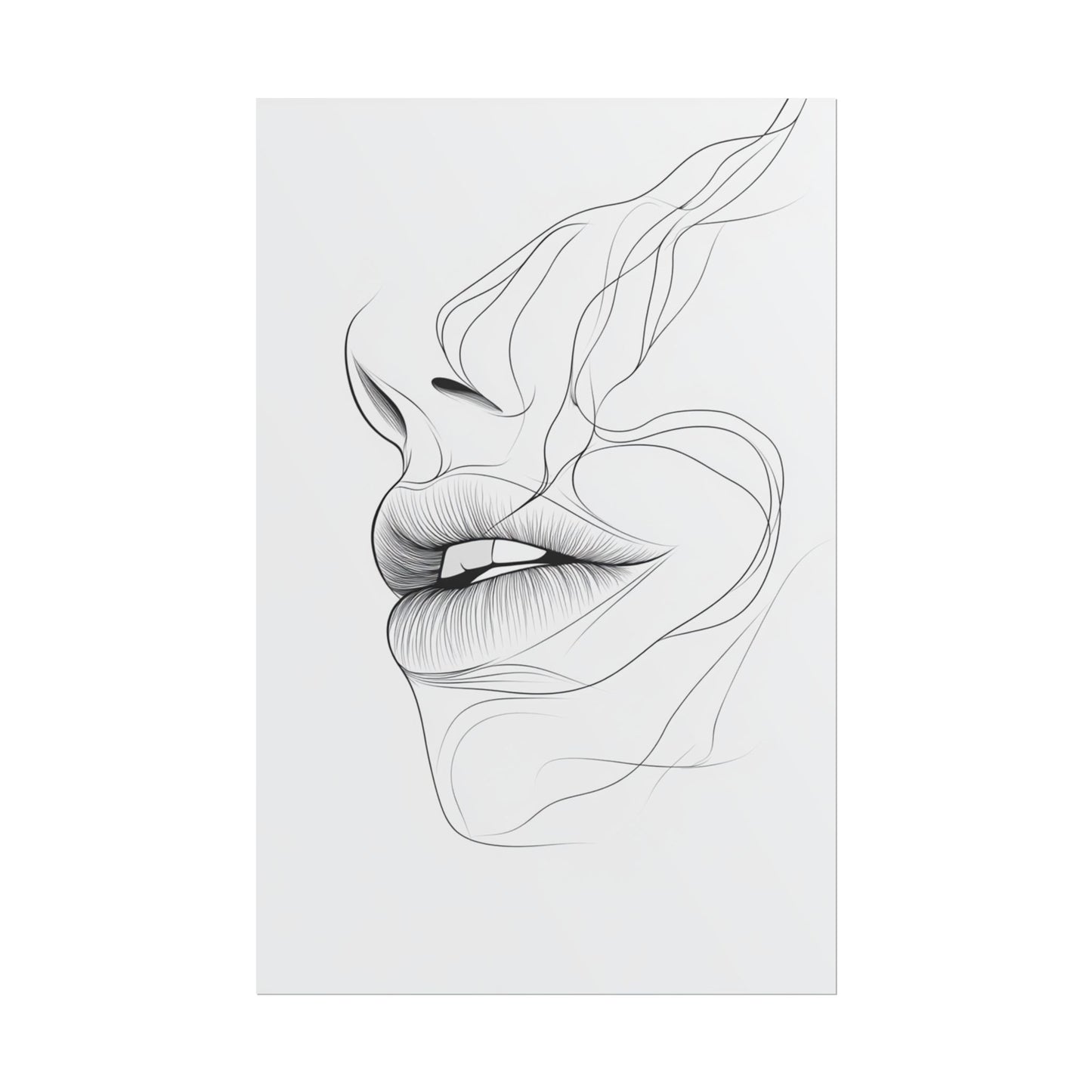 Echoes of Simplicity - Minimalist Abstract Lips Line Art