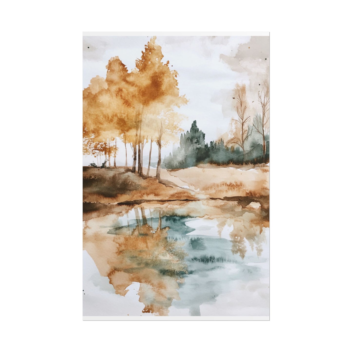 Autumn Serenity - Abstract Landscape Watercolour