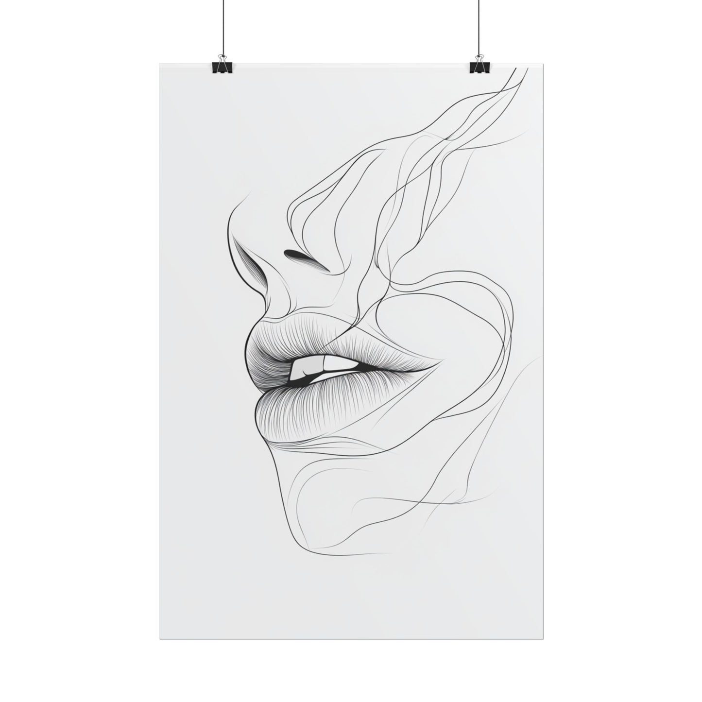 Echoes of Simplicity - Minimalist Abstract Lips Line Art