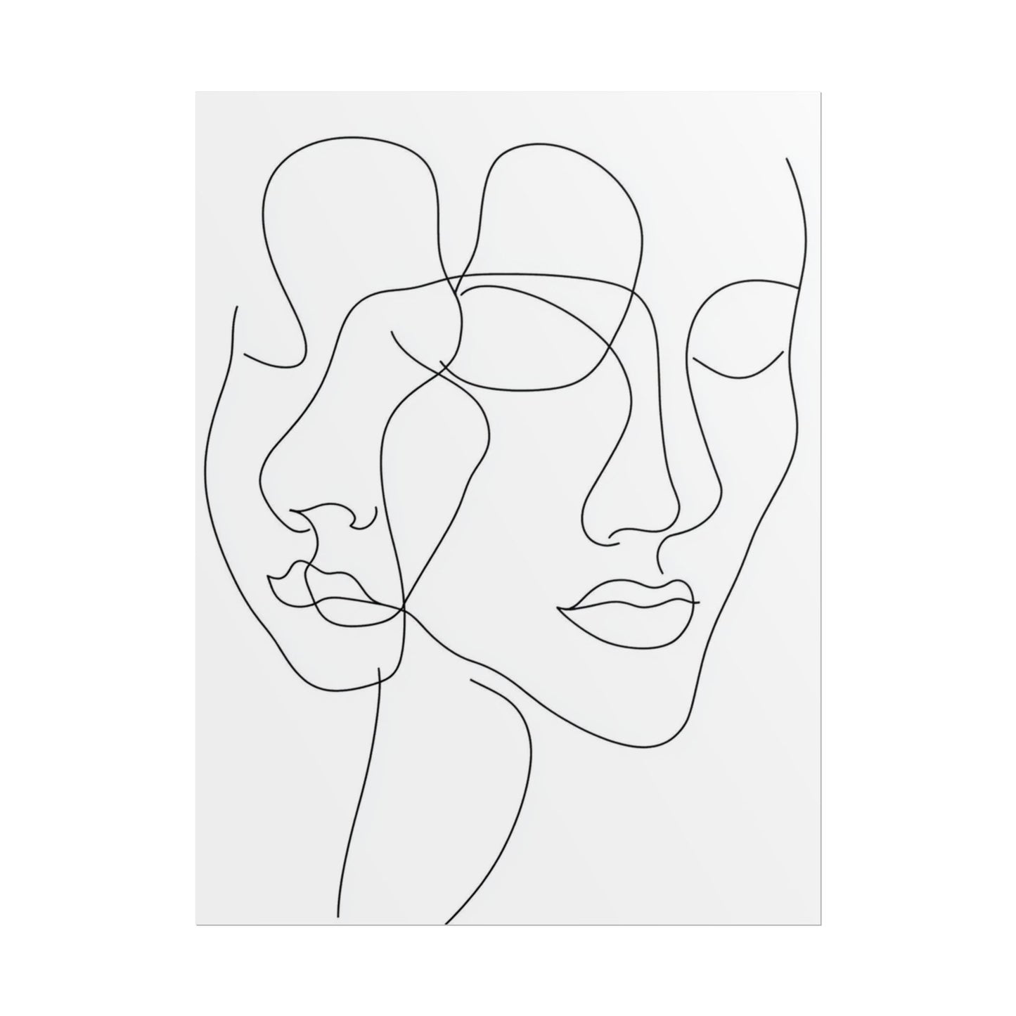 Intertwined Thoughts - Abstract Faces in Line Art