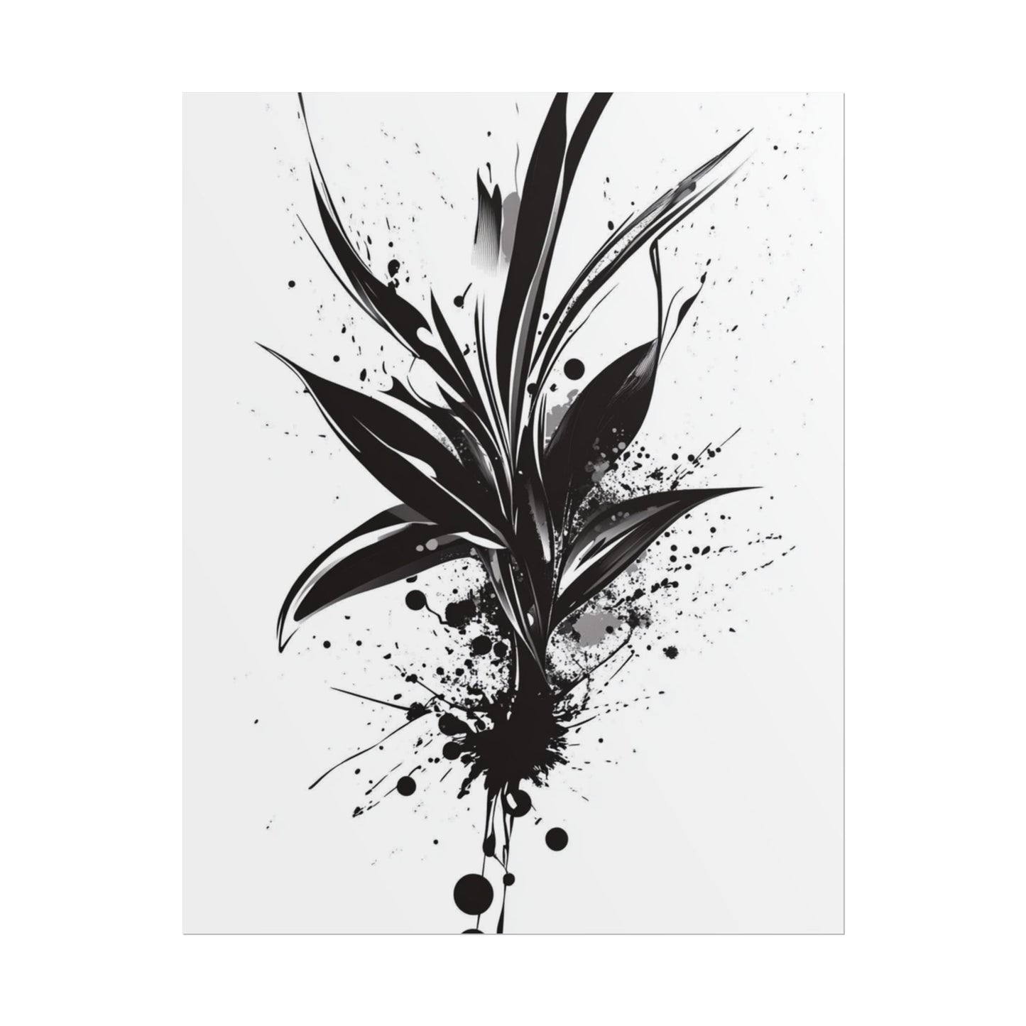 Ink Bloom - Monochrome Abstract Botanical Art Print