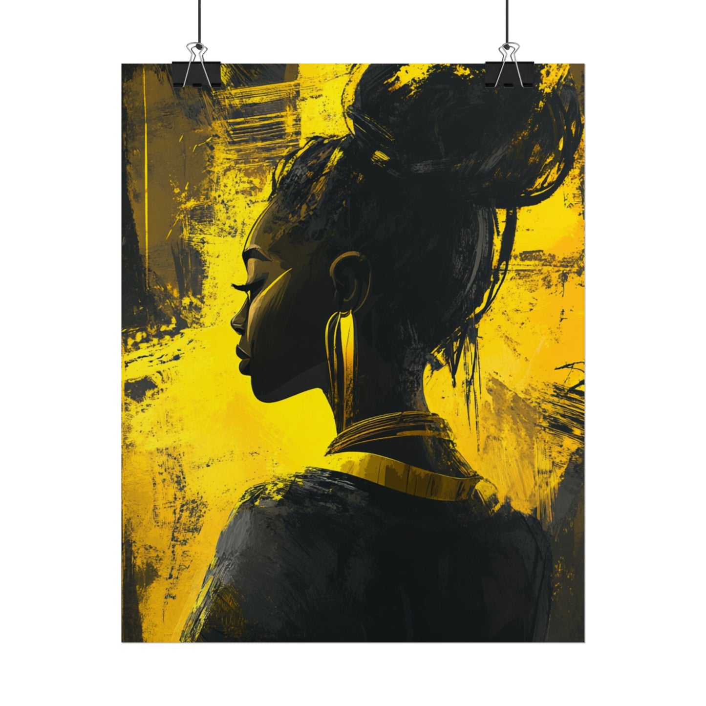 Ethereal Silhouette - Abstract Portrait in Monochrome and Gold